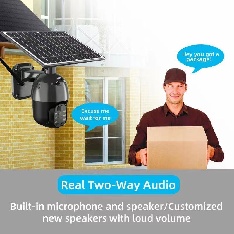 Wireless Battery Powered Security System Outdoor PTZ 4G Wifi IP CCTV Camera With Solar and Sim